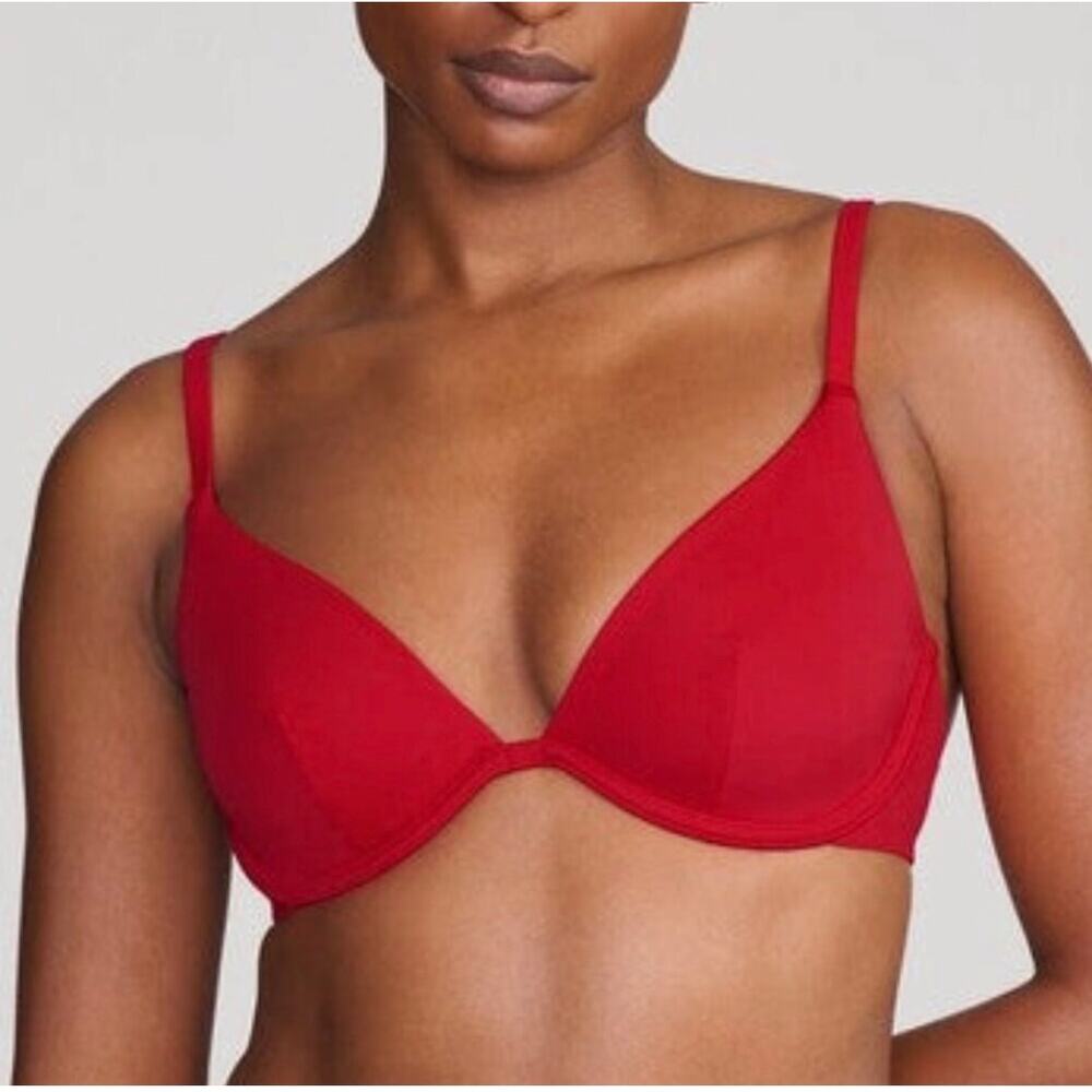 NWT CUUP The Plunge Bikini Swim Top Poppy Red 6